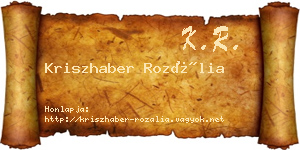 Kriszhaber Rozália névjegykártya