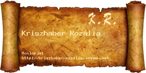 Kriszhaber Rozália névjegykártya